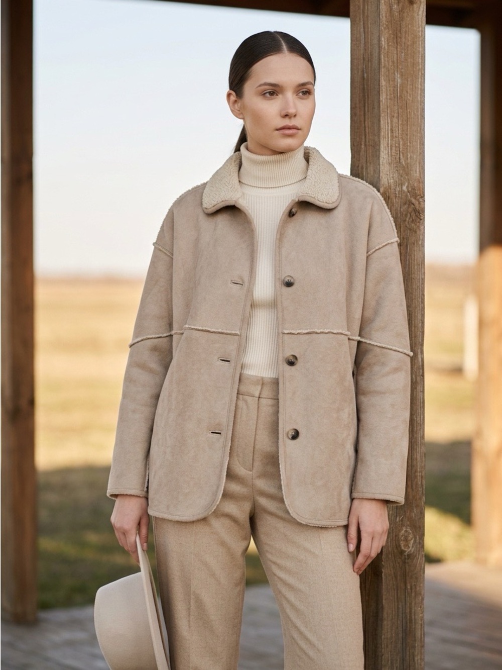 Banana Republic REVERSIBLE VEGAN SUEDE SHERPA JACKET NWT Small Petite